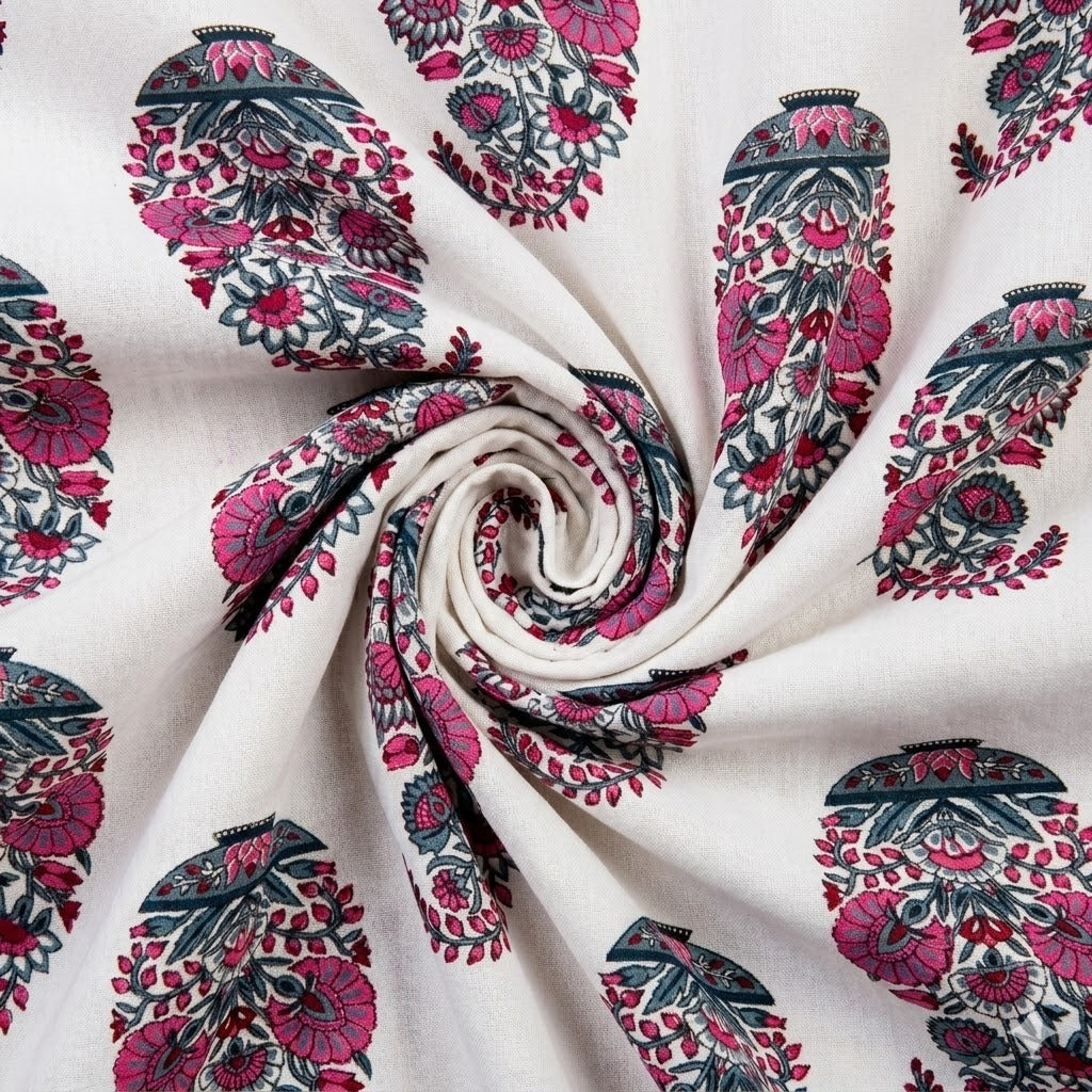 Pink Paisley Pure Cotton Single Bed Dohar