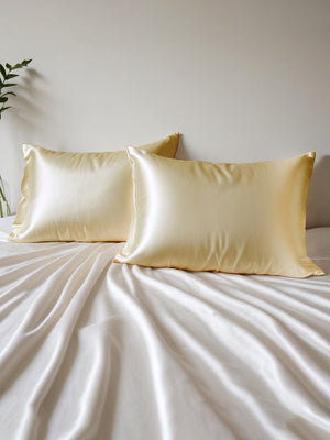 Micro Silky Satin 85 GSM Gold Taupe Pillow Covers - Pack of 2
