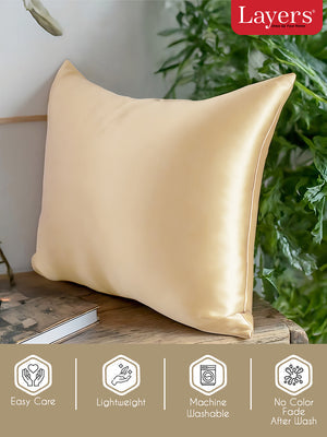 Micro Silky Satin 85 GSM Gold Taupe Pillow Covers - Pack of 2