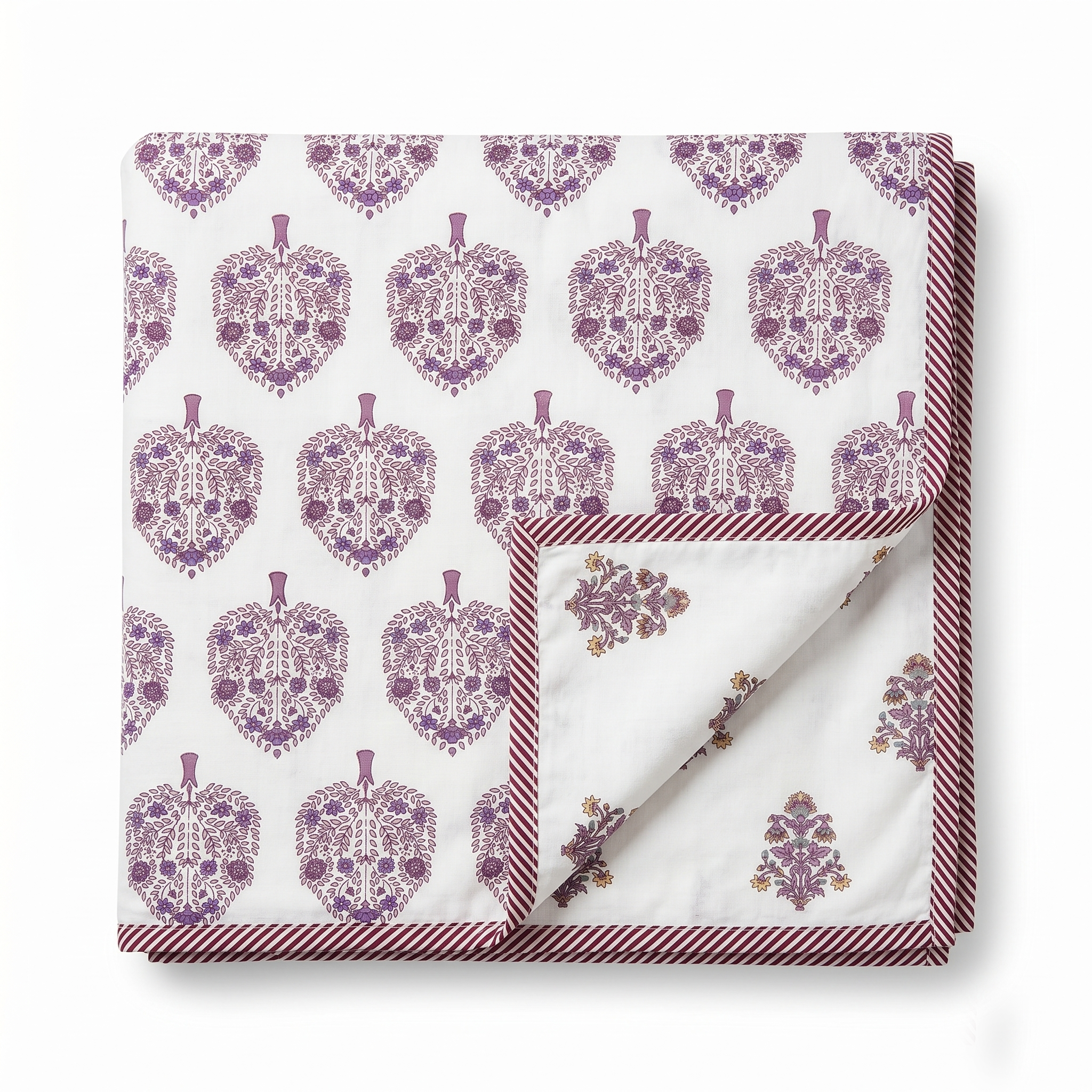 Lavender Floral Reversible Pure Cotton Single Bed Dohar