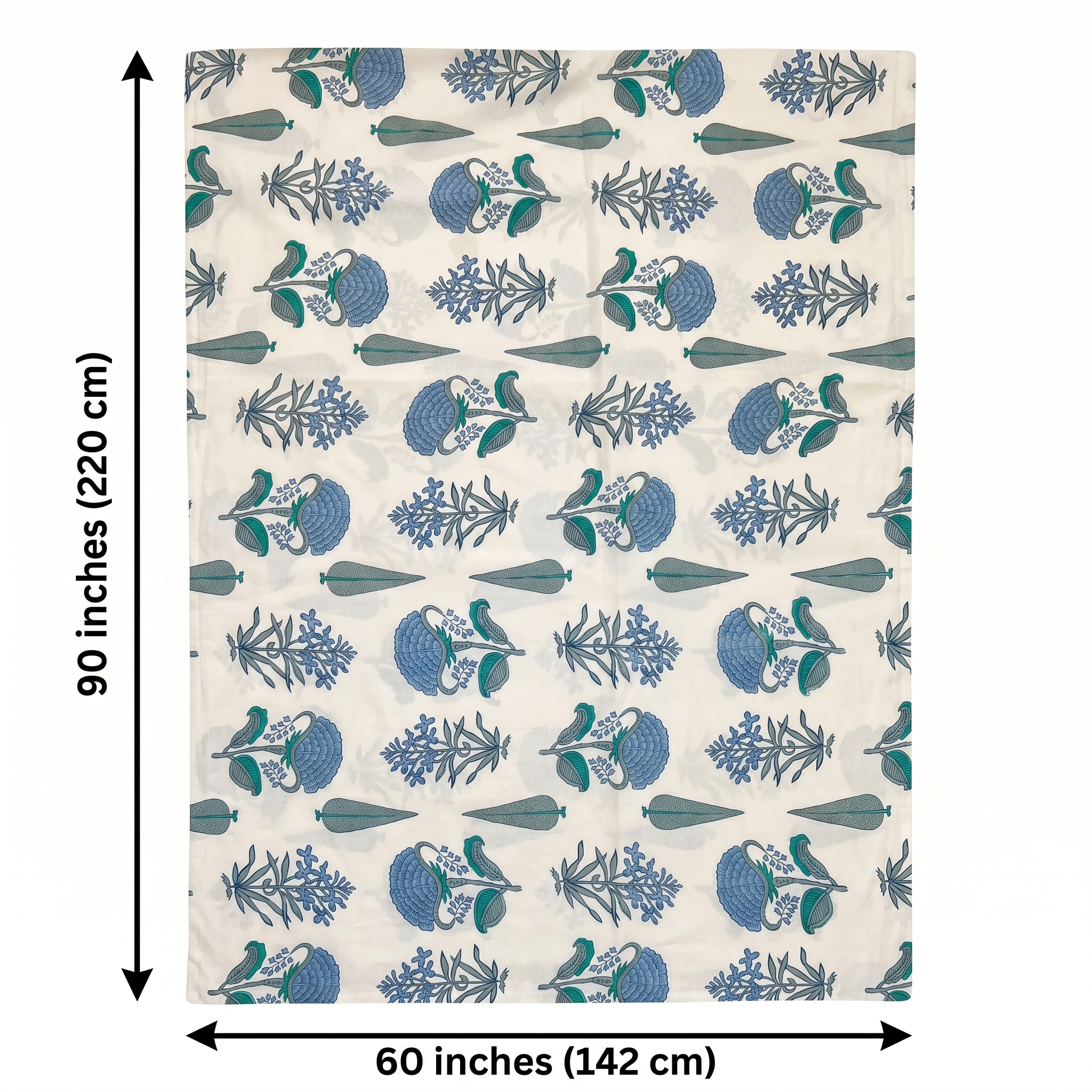 Teal & Blue Floral Pure Cotton Single Bed Dohar
