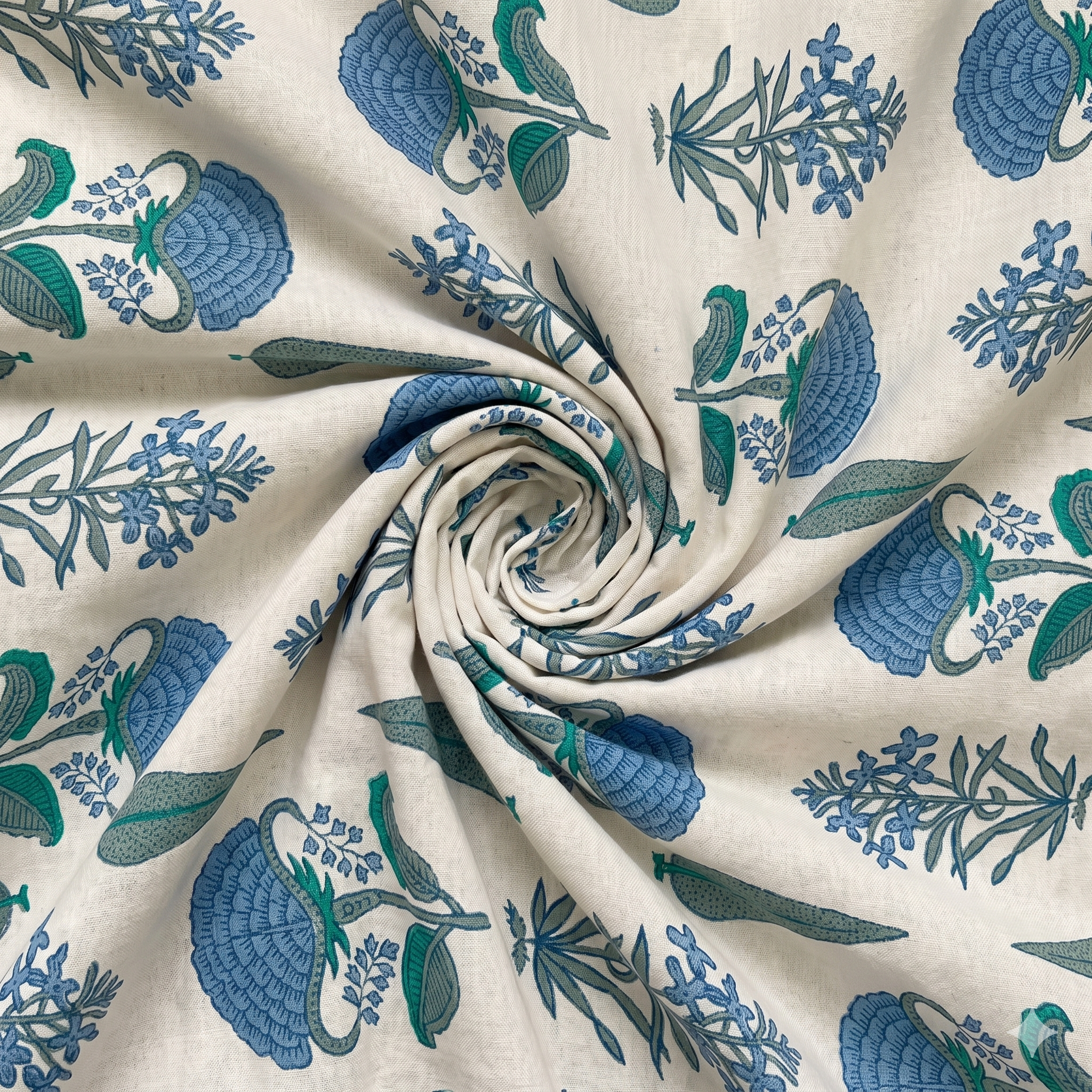 Teal & Blue Floral Pure Cotton Single Bed Dohar