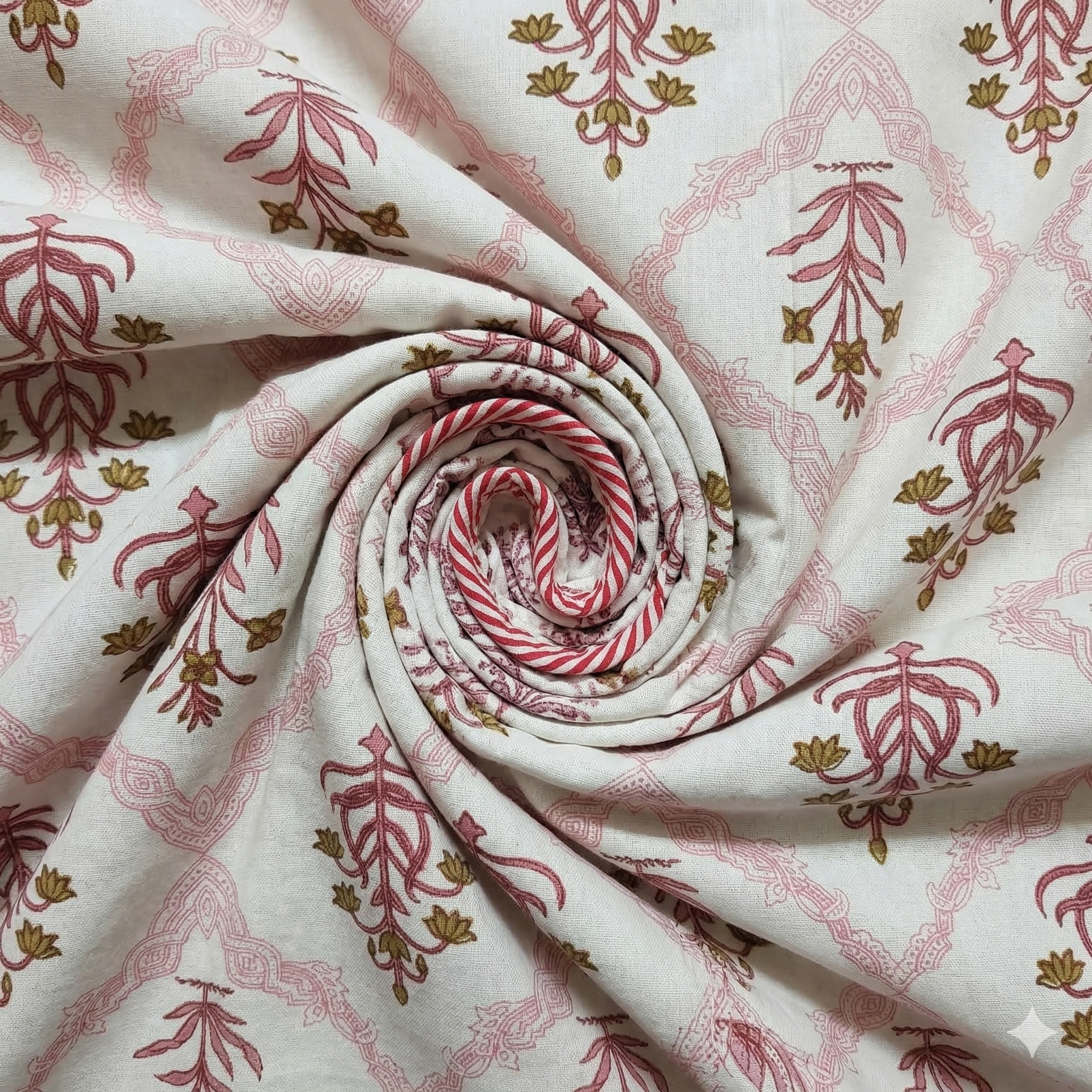 Peach Block Print Pure Cotton Single Bed Dohar