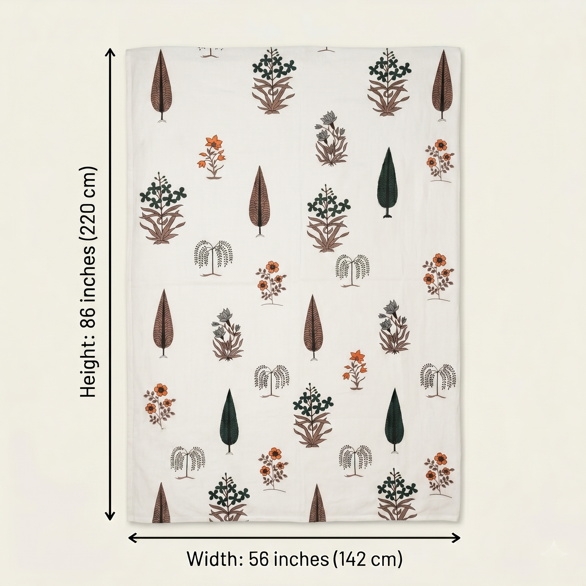 Earthy Floral & Leaf Print Reversible Pure Cotton Single Bed Dohar