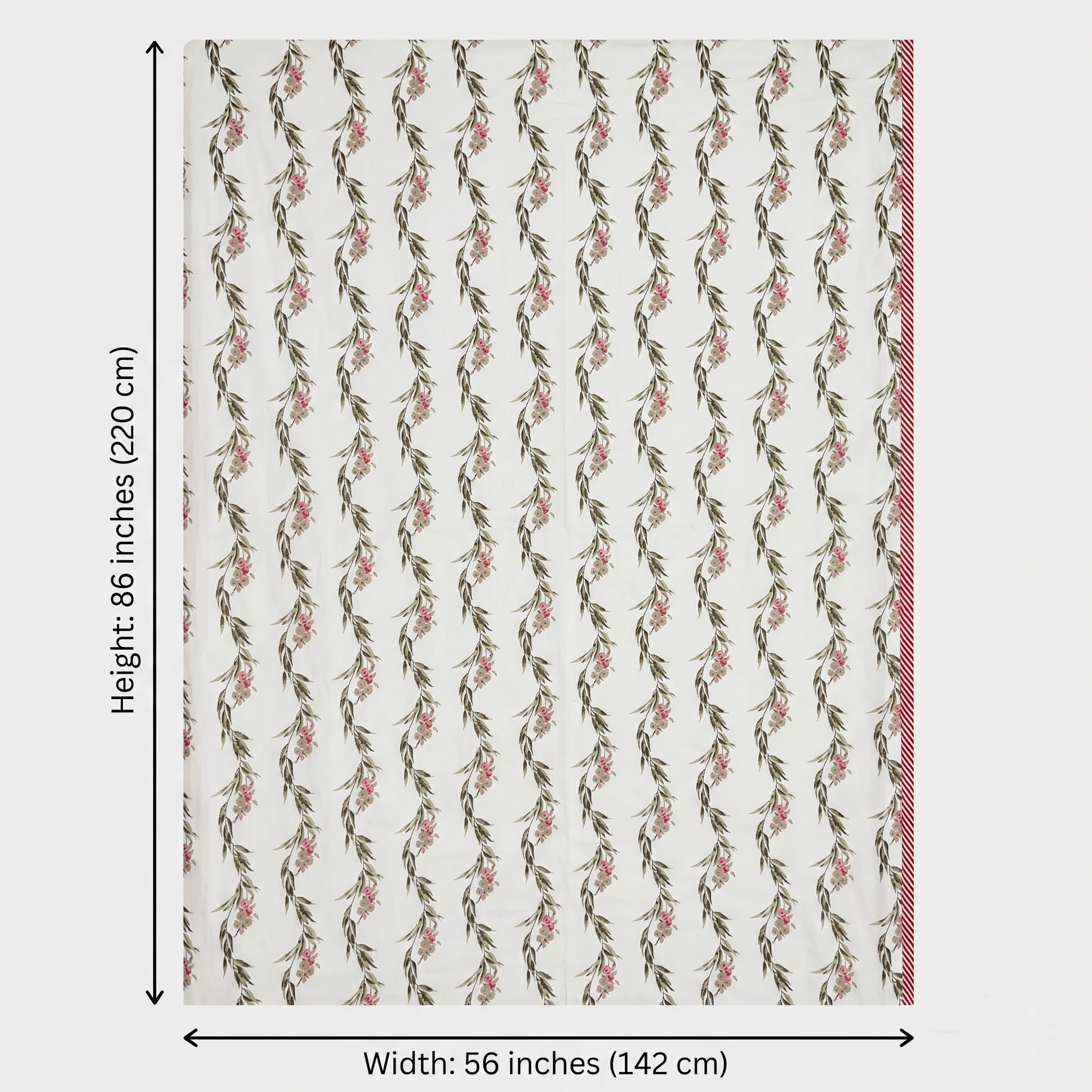 Coral Floral Vine Reversible Pure Cotton Single Bed Dohar