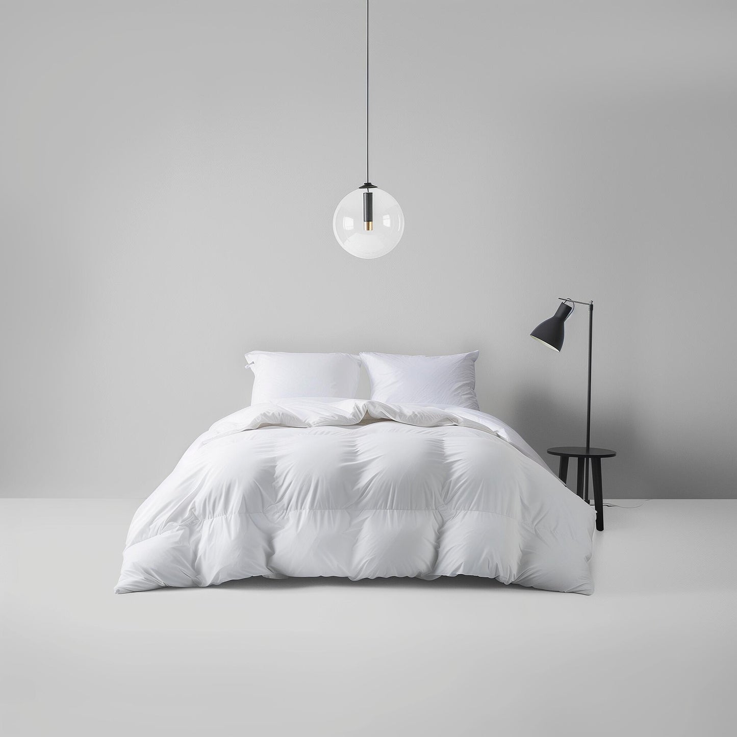 Duracount 225 CVC Grey Stripes King Size Bedsheet with 2 Pillow Covers